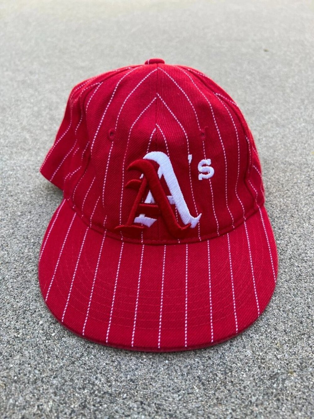 Vintage STEPS Double A's Oakland Athletics Fitted Hat Men's Striped Cap Red MLB
